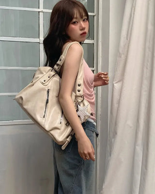 Zip Detail Motor Boston Bag