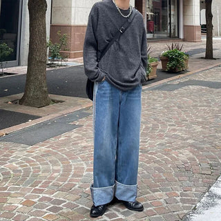Side-colored denim pants