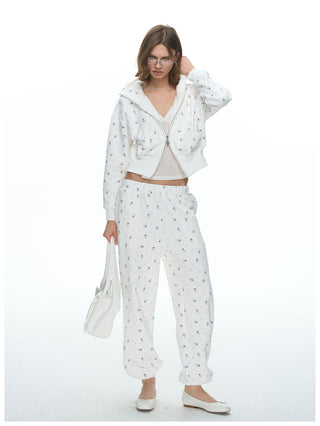 [NECY] Mimora Allover Print Hoodie Jacket & Sweatpants Set