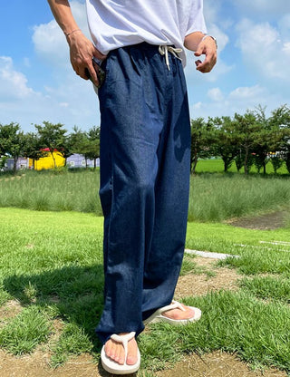 Isup Summer Wide Elastic Denim Pants (2 colors)