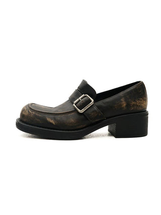 [Moromoro2] Distressed Leather Loafers