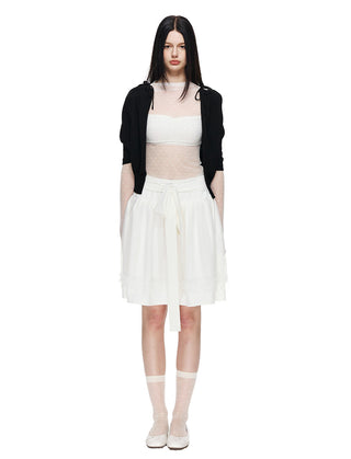 [NECY] Love Dot Lace Inner Top & Bat Sleeve Tie Cardigan
