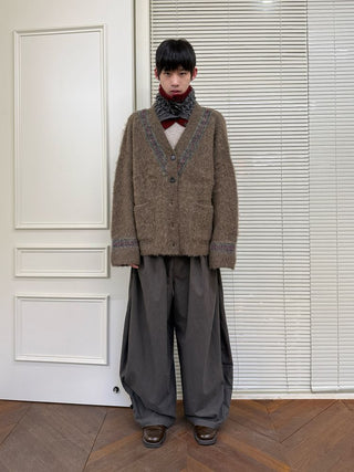 [NeverSeez] Two-Tone Jacquard Knit Cardigan