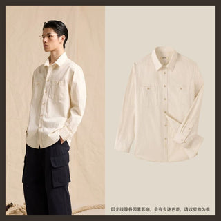 [CULTUM] Washed Cotton Work Shirt with Pockets