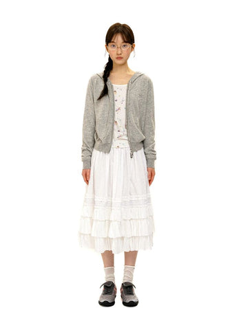 [Moromoro2] Handmade Patch Hooded Zip-Up  Cardigan