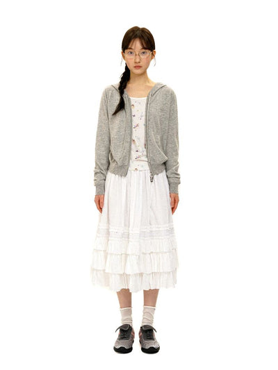 [Moromoro2] Handmade Patch Hooded Zip-Up  Cardigan