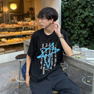 Star spray print short-sleeved T-shirt