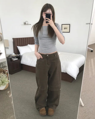 ROT CARCO BACK WIDE PANTS (2color)