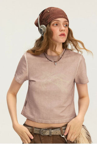 [Monterest] Unicorn Print Slim Fit Cropped Tee