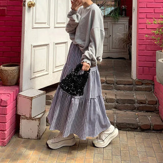 Checked cantan skirt