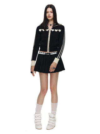 [NECY] Sweet Heart Jacquard Zip Cardigan