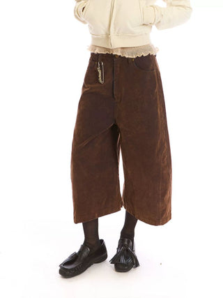 [NeverSeez] Flocked Cropped Wide Leg Jeans