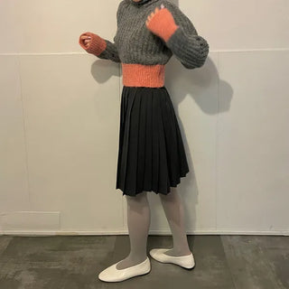Ribbed two-tone turtleneck knit
