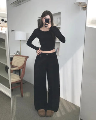 ROT CARCO BACK WIDE PANTS (2color)