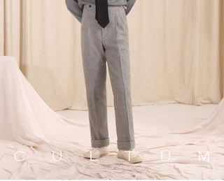 [CULTUM] Neapolitan Double Pleat Wool Blend Trousers