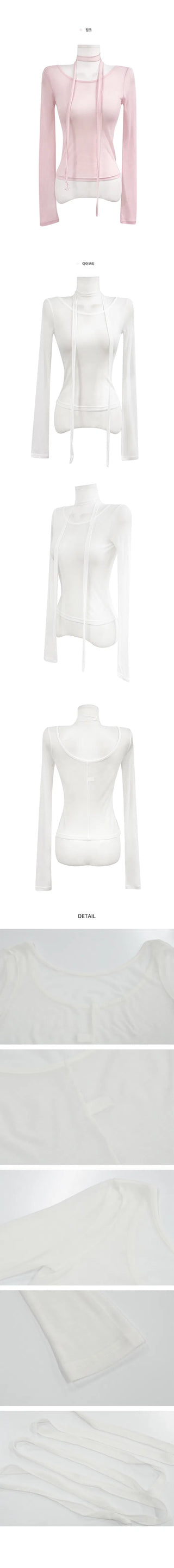 Pipi Scarf Set Uniqlo Long Sleeve See-Through T-Shirt - 2 Colors