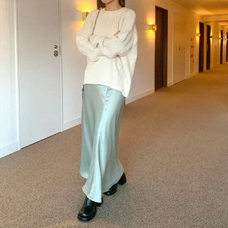 Satin long skirt