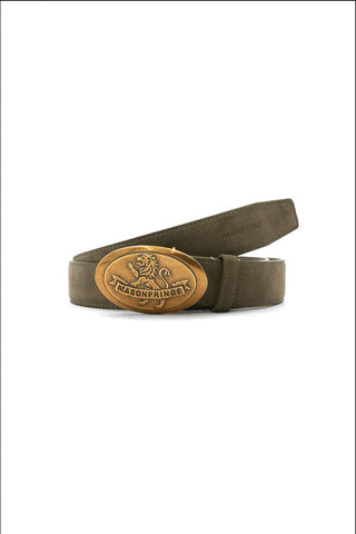 [MASONPRINCE] Cowhide Leather Lion Buckle Belt