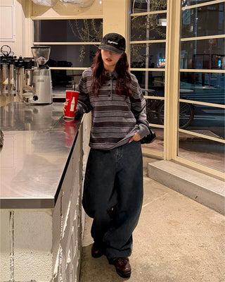 Balloon wide denim pants