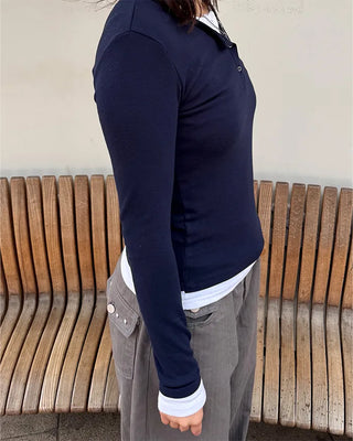 Layered Button Long T-Shirt