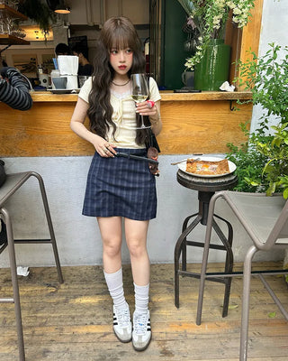 [1st Re-release] (ORIGINAL) Check A-line Mini Skirt