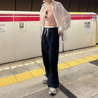String stripe wide slacks