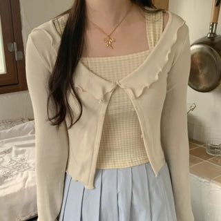 Cropped wave short cardigan (2c)