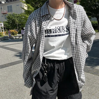 Checked sheer shirt