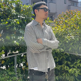 Unisex seersucker check shirt