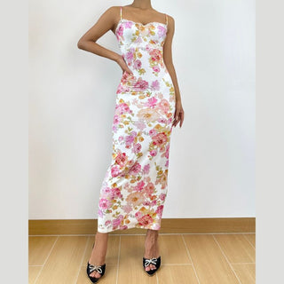 Sweetheart neck flower print cami maxi dress