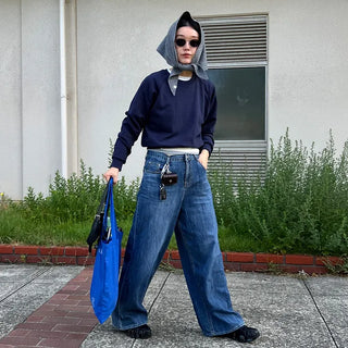 Wide denim pants
