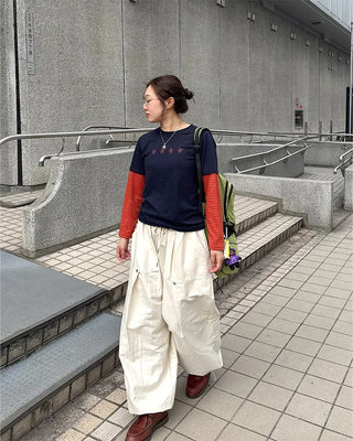 Striped Sleeve Layered T-Shirt