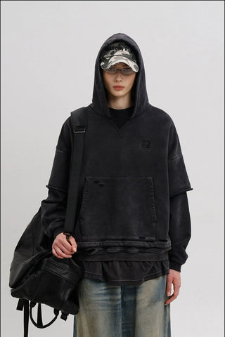 [MASONPRINCE] Washed Layered Long Tee / Hoodie