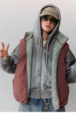 [Monterest] Reversible Fleece Stand Collar Vest