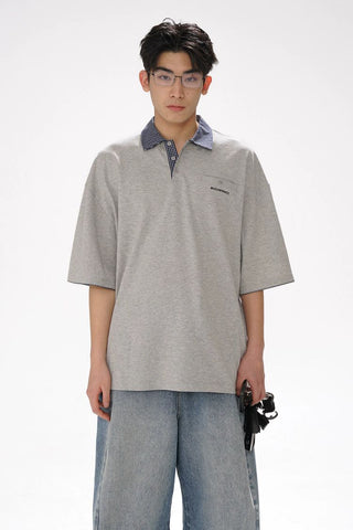 [MASONPRINCE] Check Collar Pique Cotton Polo