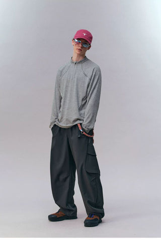 [Monterest] 3A Antibacterial Grid Fleece Half-Zip Tee