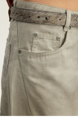[Monterest] Washed Curved Seam Wide Leg Pants