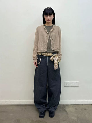 [NEVERSEEZ] Beaded Pocket Washed Work Pants