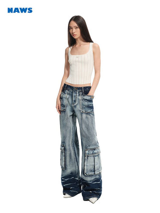 [NOTAWEAR] Lightning Wash Wide-Leg Denim  Pants