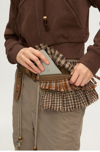 [Monterest] Plaid Patchwork Fringe Waist Bag