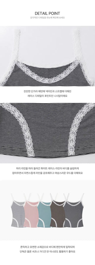 Megan Lace Striped Sleeveless - 5 colors