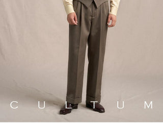 [CULTUM] 1930s Wool Blend Striped V-Neck Vest