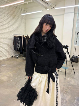 [NeverSeez] Boucle Toggle Short Coat