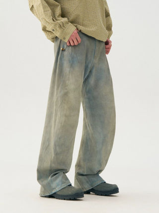 [Monterest] 3D Curved Wide Leg Washed Jeans
