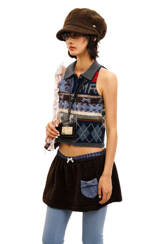 [Moromoro] Multi Pattern Patchwork Knit Set