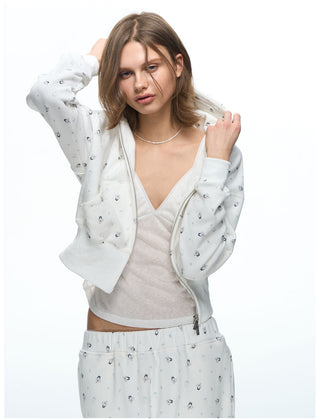 [NECY] Mimora Allover Print Hoodie Jacket & Sweatpants Set