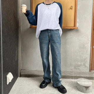 Brushed wide denim pants