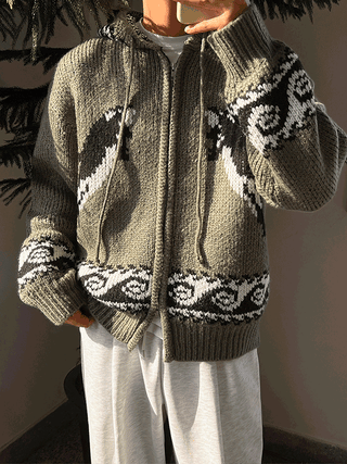 Dolphins Cowichan Hooded Knit Zip-up