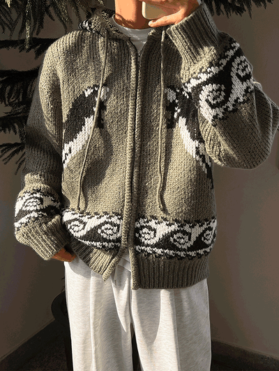 Dolphins Cowichan Hooded Knit Zip-up