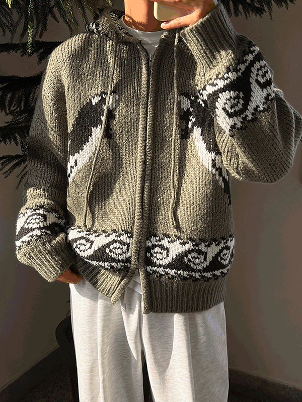 Dolphins Cowichan Hooded Knit Zip-up